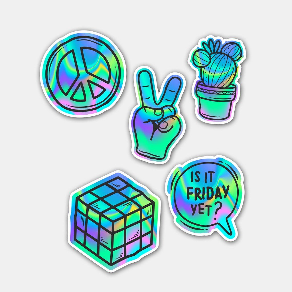 Holographic sticker sheet with rainbow finish